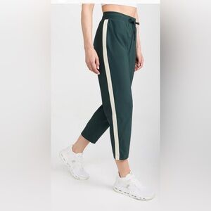 Sweaty Betty Dark Green Joggers with Cream Stripe